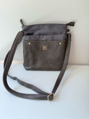 Blush black Crossbody Bag with Front Pocket and Gold Emblem